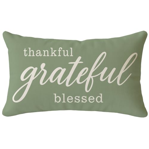PANDICORN Decorative Throw Pillow Covers 12x20 Grateful Thankful...