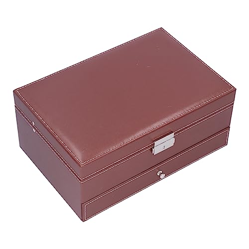 Boîte à bijoux double couche avec compartiments montres et colliers, grand format 30cm - 6