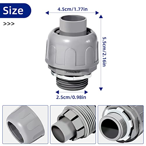 Yxx-Tech 3/4 Npt Nonmetallic Liquid-Tight 180-Degree Electrical Conduit Connector Fitting,，Ul Listed, (6 Pack) (3/4 Npt 180D) #TOP2