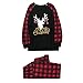 Pantaloni del pigiama Corrispondenza Famiglia di Natale Donne Plaid Cervo Stampa Top Manica lunga+Pantaloni Famiglia Pjs Matching Set Felpa con cappuccio Footie Pigiama Famiglia, Nero , XL