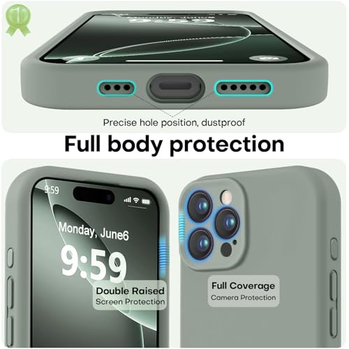 Image of LOVE 3000 Designed for iPhone 16 Pro Max Case, Premium Silicone with [Soft Anti-Scratch Microfiber Lining] Shockproof Protective Phone Case for Men Women Girls 6.9 inch, Calke Green