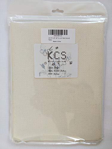Image of 19 inch x 28 inch 14CT Counted Cotton Aida Cloth Cross Stitch Fabric (Antique White)
