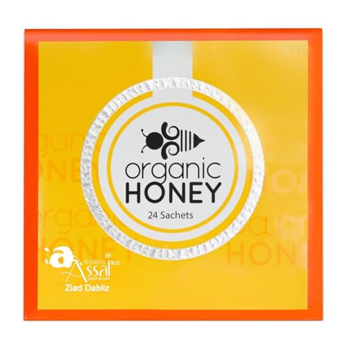 Organic Natural Honey infused with Natural Jelly, Honey Bee Pollen & 100% Mixed Natural Herbs (Large Pack of 24 Sachets 10Gram Each)