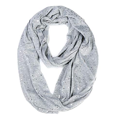 geneic Damen Winter Doppellagiger Infinity Schal Glitzer Silber Pailletten versteckt Reißverschluss Tasche Aufbewahrung Snood Ring Decke Warm Neck Wrap Cover