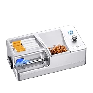 Automatic Cigarette Rolling Machine Electric LED Intelligent Sensing Tobacco Injector Roller Machine with with Storage Tray Portable for King/Regular Size Tubes 0.31” 8mm (Silver)