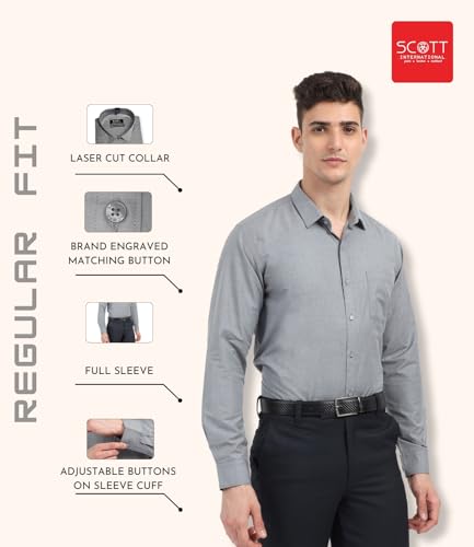 Scott International Men's Formal Shirt Gray Grey - Image 5