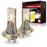 AUXIRACER H7 LED Bombillas, 55000 lúmenes 6500K, Diseño con Ventilador Silencioso, Adecuadas como Recambio de Lámparas Halógenas para Coches y Motos, Vida útil de 60000 Horas (Paquete 2)