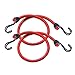 Master Lock 3020EURDAT elásticas, Paquete de 2 Tensores, 60 cm Cuerda, Gancho Invertido-Optimo para Sujetar Cargas Pequeñas, Camping, Mudanzas, Rojo