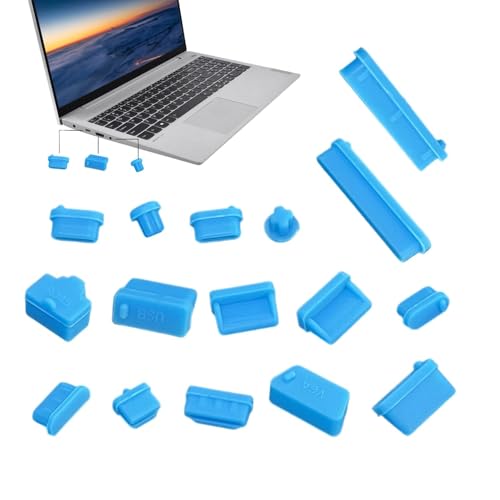 gifyym Silikon-Staubschutzstecker, Staubschutzstecker, Computer-Anschlussabdeckung, 16 Staubschutzkappen, Staubschutzkappen für Computer, PC, Laptop, RJ45 USB-Audio-Typ-C-Stecker