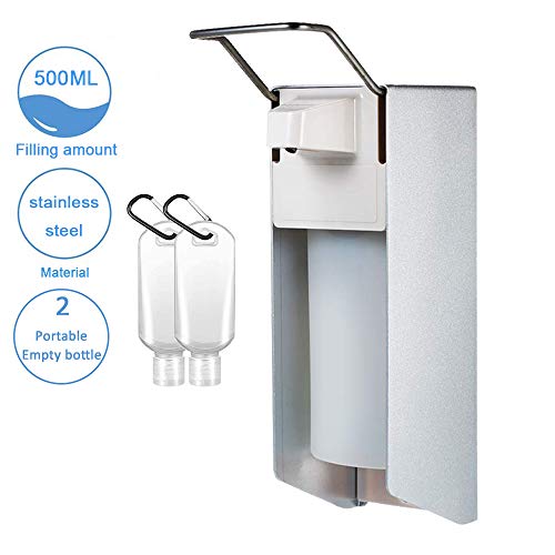 Preisvergleich Produktbild seifenspenderYspgArt seifenspender wandbefestigung Voller Edelstahl seifenspender Wand Ellbogendruck eurospender desinfektion 500ml für seifenspender Bad Küche Büro Armhebelspender desinfektionsmittel