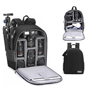 Cwatcun Waterproof Camera Backpack for DSLR, Mirrorless – Compatible with Sony, Canon, Nikon Camera and Lens Accessories