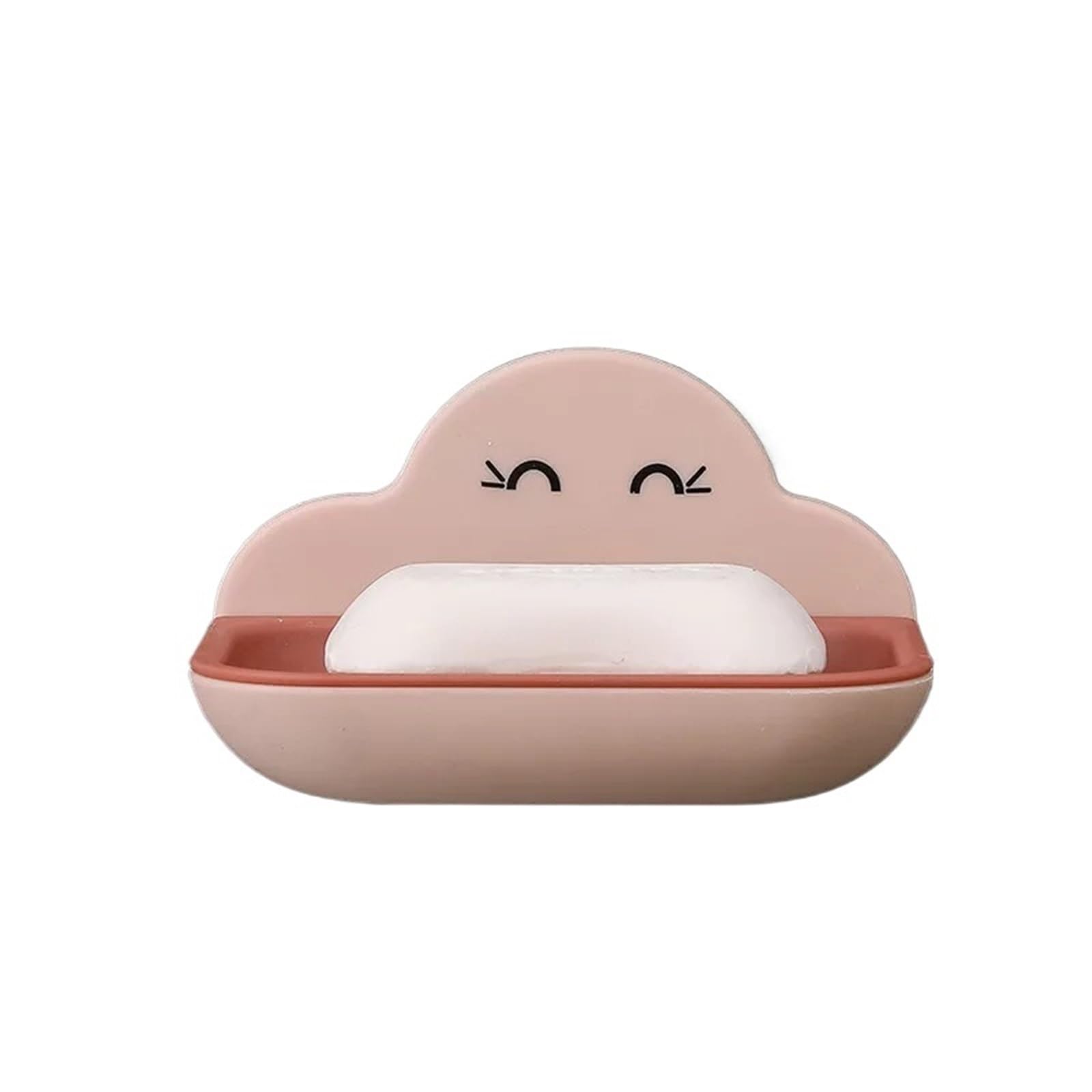 Wall Mounted Self Adhesive Soap Dishes Sponge Dish No Drilling Storage Box Rack Shelf Double Drain Bathroom Holder(Pink)