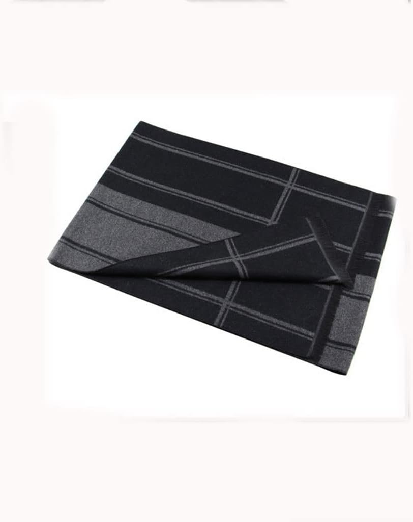 Fashion Winter Men's Scarf Warm Black Gray Business Scarf Cashmere Plaid All-Match Scarf Men(Black)