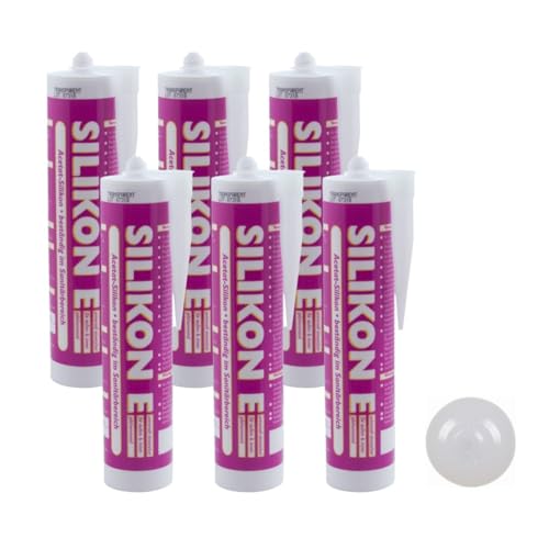 ARLI SET: 6x Silikon Fugendicht 310ml transparent – Schimmelhemmend UV Beständig Witterungsfeste Dichtmasse auf Acetat Basis für Badezimmer Küche Fenster Innenbereiche Außenbereiche - 6 Kartuschen