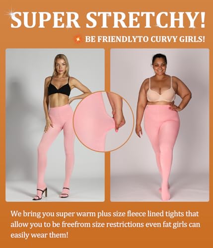 Image of MERYLURE Winter Warm Fleece Lined Tights for Women, Opaque Thermal Pantyhose, High Waisted Control Top Leggings