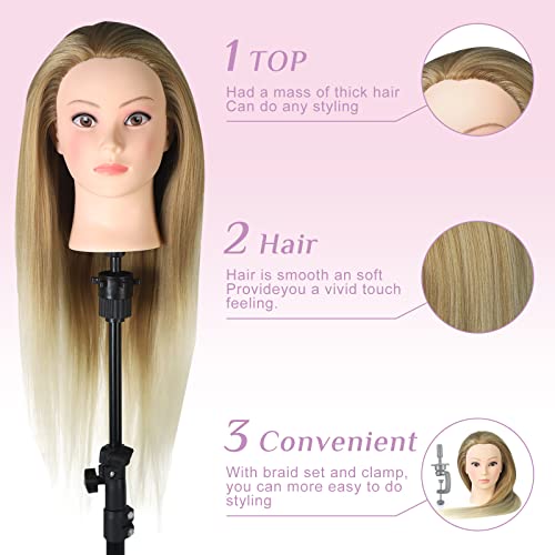 Neverland Beauty Styling Head Training Head, 26 inch Doll Head for Hairdressers Cosmetology Mannequin Head with Eyelashes - Image 3