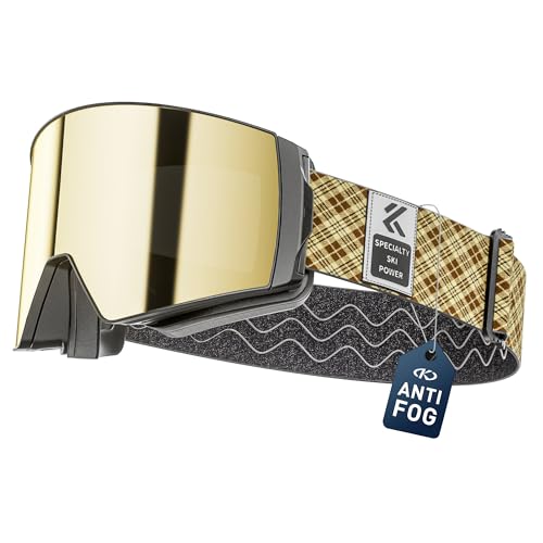 KAPVOE Óculos de esqui para homens e mulheres jovens. Lentes magnéticas de proteção UV400 anti-névoa. Ideal para esqui snowboard e patinagem no gelo. Capacete compatível com lentes intercambiáveis