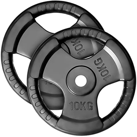 MAXXIVA® Hantelscheiben 2er Set Gewichtsplatte je 10 kg Gusseisen Gripper Gummi schwarz 20 kg Fitness Krafttraining Bodybuilding Workout Gewichtheben Reha Cover