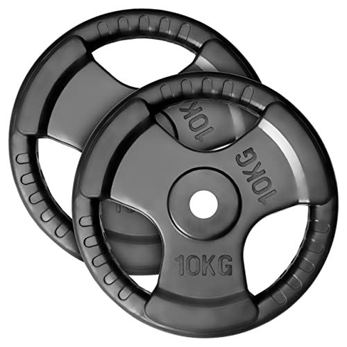 MAXXIVA® Hantelscheiben 2er Set Gewichtsplatte je 10 kg Gusseisen Gripper...