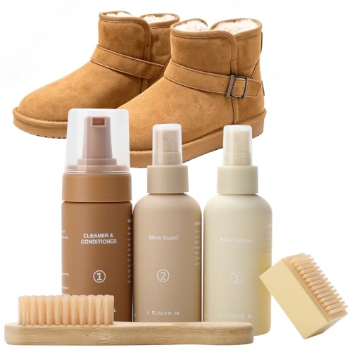 Toney Outdoors Suede Shoe Cleaner Kit with Shoe Cleaner,Shoe Waterproof Protector,Shoe Brush and Suede Eraser,Suede Care Kit for Suede Shoe,Snow Boot,Clog & Sandal,Boots,Uggs,Jackets and Apparel