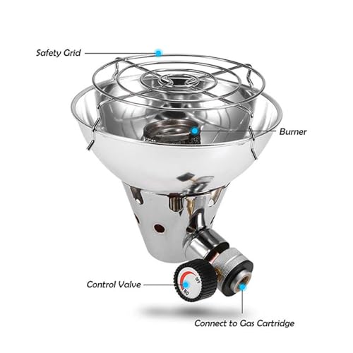 Gasheizung, multifunktionale tragbare leichte Gasheizung mit Sicherheitsventil Schnelle Erwärmung Einstellbare Feuerkraft Mini-Gastank Heizung für Camping Barbecue Angeln