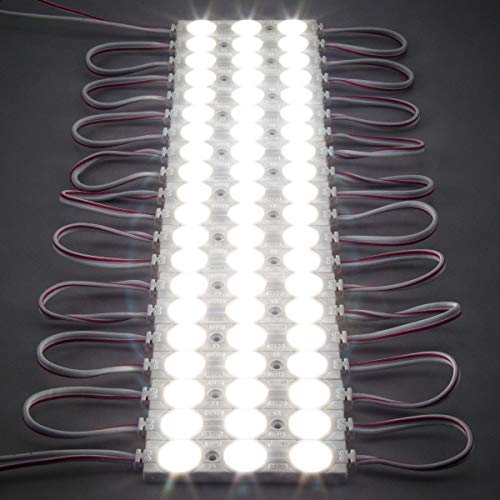 qingchenlight 200 PCS DC12V White 6500K Injection 3 LED Module 1.32W Waterproof Decorative Back Light for Letter Sign Advertising Signs with Tape Adhesive Backside