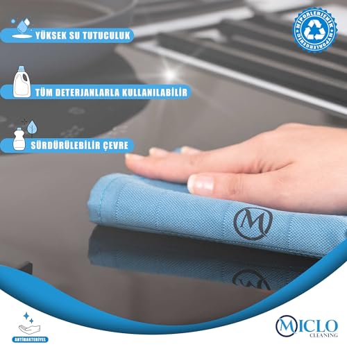 MICLO CLEANING | Mikrofiber Temizlik Bezi 3'lü Set - Sihirli Bez | Cam Ayna Bezi | Dark Seri (30x40cm)