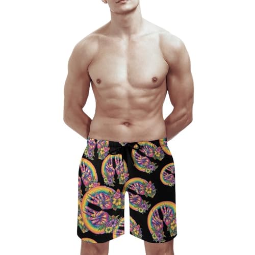 Tie Dye Peace Sign Men's Swim Trunks Quick Dry Board Shorts Hawaiian Beach Shorts With Pocket3
