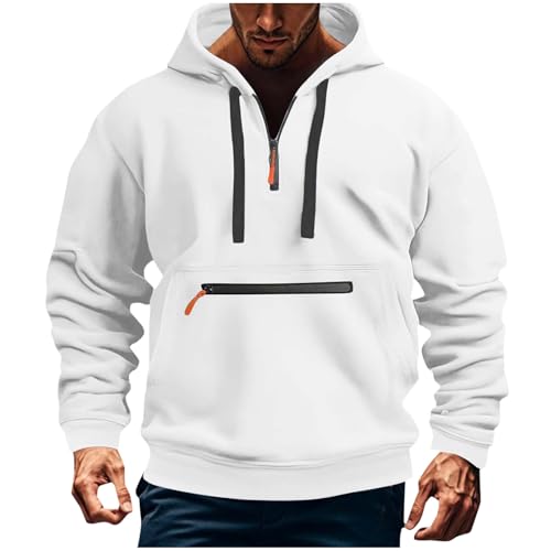 Sweat à capuche zippé blanc homme XXXL avec grande poche