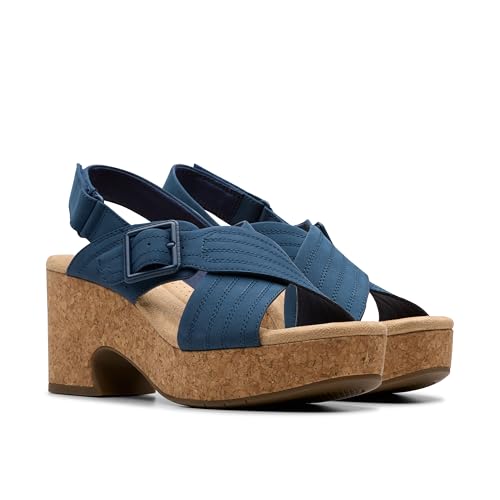 Image of Clarks Women Nerisa West Navy Nubuck 7.5 Wide