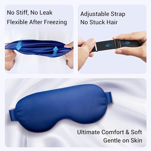 Image of Hsa Store Eligible Items Fsa: Cold Compress for Migraines Headache Puffiness Dark Circles, Face Ice Pack for Sleep Puffy Eyes, Reusable Cooling Gel Eye Mask (Blue)