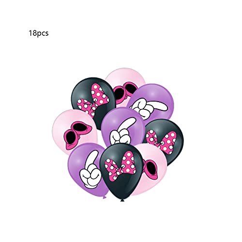 Mouse Birthday Party Supplies, Including Happy Birthday Banner, Spiral, Latex Balloon, Cake Decoration, Cupcake Decoration, Aluminum Balloon. Suitable For Min-Nie Girl Parties, Themed Birthday Parties #TOP4