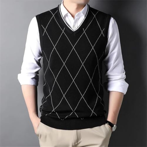 Men’S Designer College Style V-Neck Sweater Vest Diamond Check Preppy Knitted Sleeveless Pullover Tank Top2