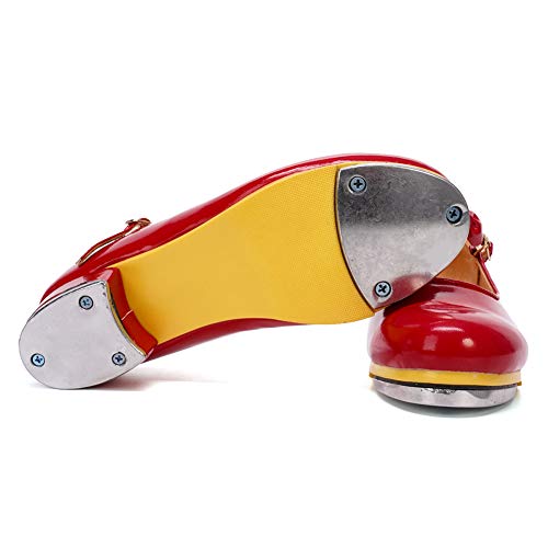 HIPPOSEUS Girls Tap Dance Shoe for Beginner Mary/Jane Dancing Shoes for Tap Danceing with Bow 2084