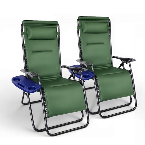 Pincho Sillon Relax Reclinable, Tumbonas Jardin Reclinable, Sillon Gravedad Cero Acolchado, Hamaca, Silla Interior - Exterior, Terraza, Camping, Acero Ligero (Verde)