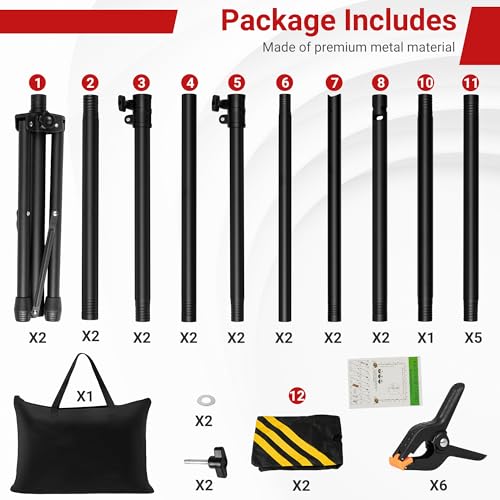 JSungo 10x8.5 FT Backdrop Stand for Parties, Adjustable Photo Backdrop Stand Kit with Carrying Bag, Portable Background Stand Backdrop for Wedding, Photoshoot, and Photo Studio