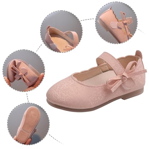 Girls Mary Jane Bow School Comfortable Soft Sole Flat Flower Wedding Party Shoes Non Slip Formal Dress Shoes3
