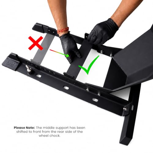 Image of GRAND PITSTOP Universal Wheel Chock for Motorcycle Stand for Trailer Completely Adjustable Detachable Foldable Wheel Chock (Black)