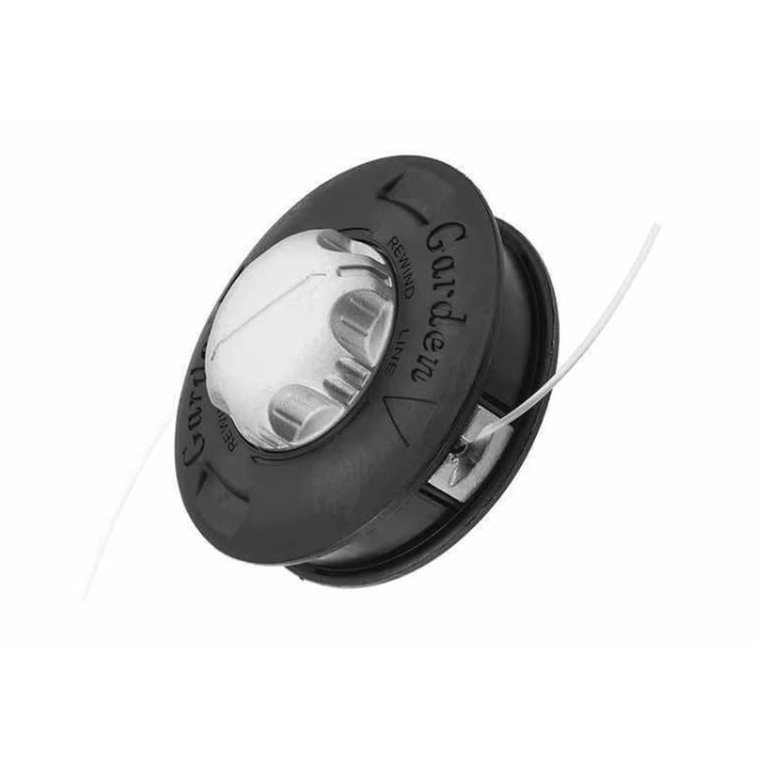 SHAYN Strimmer Heads Universal M10 x 1.25 Left Hand Thread Replacement - Heavy Duty 2 Line Bump Feed Petrol Strimmer Head with 15m, 2.4mm Line - Wire Trimming Head Spool (Pack of 1)