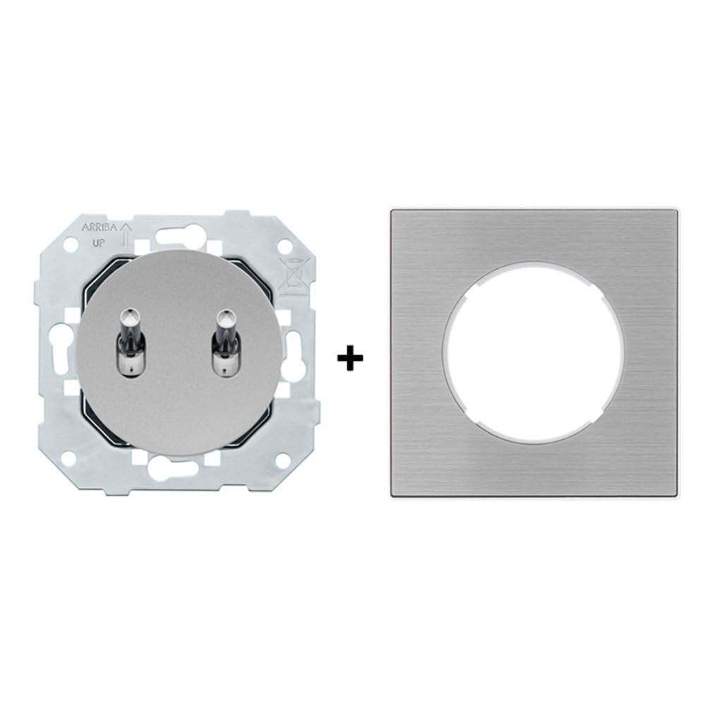 FONTINI Double va-et-vient ALU manette chrome DOM plaque simple métallisée gris