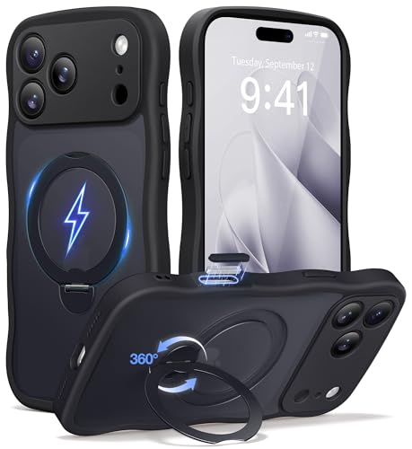 CAPRARO for iPhone 17 Pro Max Case with Magnetic Stand, Black