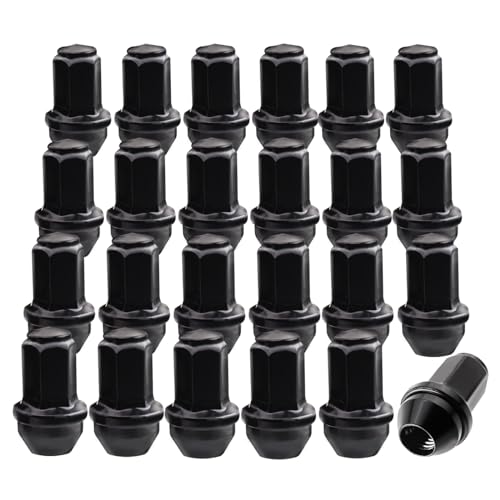 Set of 24 14x2.0mm 13/16 Hex OEM Factory Style Large Acorn Seat Lug Nuts Replacement for 2003-2014 Expedition/ 2001-2014 F150/ 2003-2014 Navigator Stock Wheels Large Acorn Seat Black