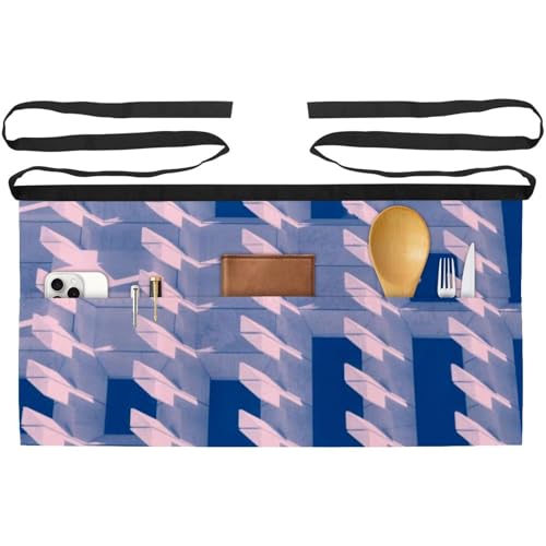 Lot de 3 tabliers courts de chef blanc et multicolore avec 3 poches pour bistrot et bar