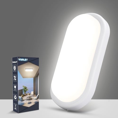 VivaLet LED Kellerlampe 18W 1800LM Wandlampe, Ovalleuchte Deckenleuchte Deckenlampe Neutralweiß 4000K, Außenlampe IP54 Feuchtraumleuchte Wandleuchte für Treppe Keller Flur Garten Badzimmer Garage
