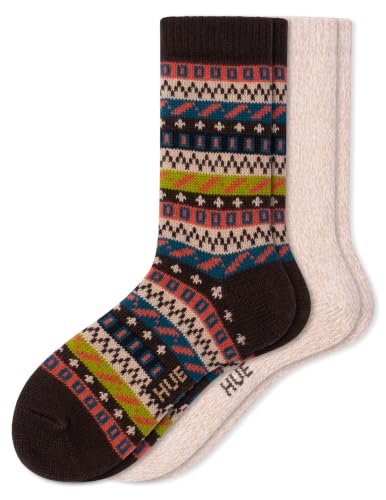 Image of HUE womens Crew Length Boot Socks, 2 Pair Pack