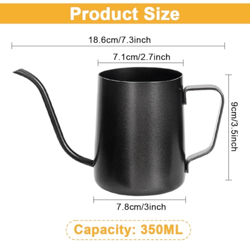 Image of Supvox Gooseneck Water Kettle 350ml Stainless Steel 304 Water Pot | Precision Pour Over Coffee Kettle with Heat-Proof Handle Drip Coffee Pot for Home Travel Ideal Coffee Mug Companion