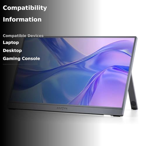 undefined ARZOPA Portable Monitor 15.6'' FHD 1080P - Ultra-Slim Portable Laptop Monitor with Kickstand - IPS Display for PC, MAC, Phone, Xbox, PS5 - USB C & HDMI Connectivity - A1 Gray の商品画像 2