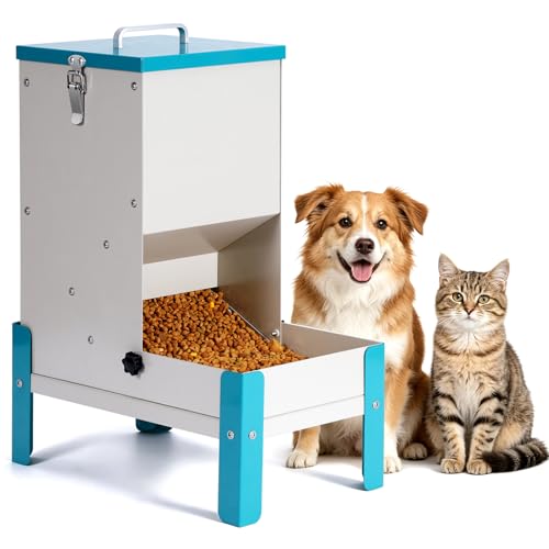 Distributeur Croquettes Chat Automatique 10L Gamelle Surélevée pour Chien