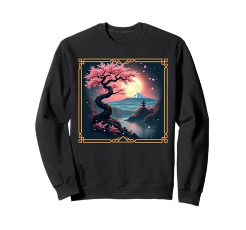 Japonés Monte Fuji Sakura Cerezo Flor Japón Kanji Arte Sudadera