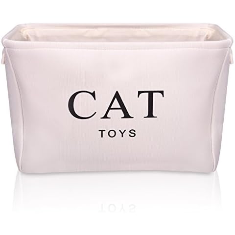 Cream Canvas Cat Toy Basket - High Quality Box for Cats Toy Storage. 40cms (16in) x 30cms (12in) x 25cms (10in) Cover